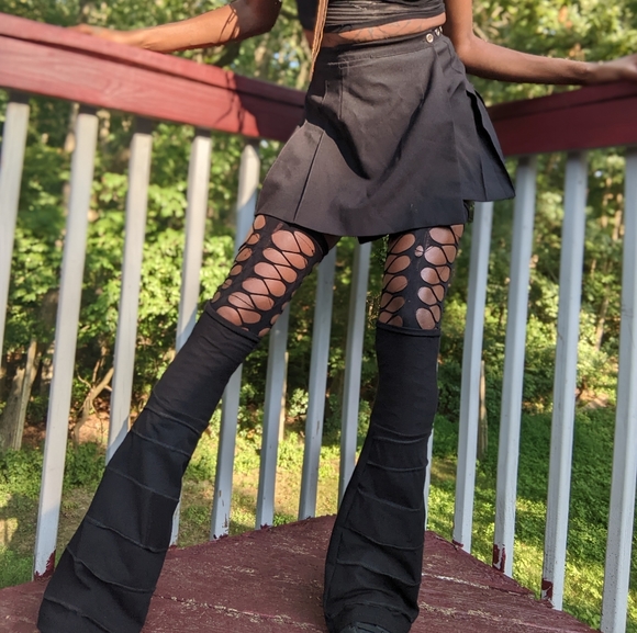 Obsidian Black Bell Bottom Leg Warmers $65 @ LimitlessIndigo.com - Picture 2 of 6